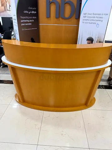 Curved Wooden Reception Desk / Counter - Good Condition
