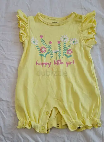 Newborn baby girls yellow jumpsuit, size 0-3 months, cotton
