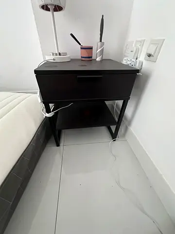 IKEA black bedside table with drawer and shelf - good condition 2x nightstands
