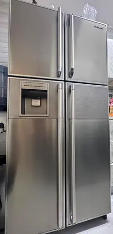Hitachi 4-Door Stainless Steel Refrigerator with Water Dispenser - Good Condition