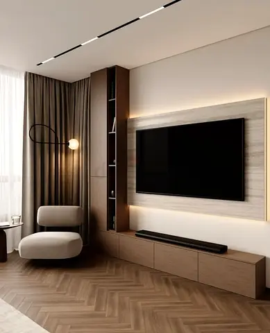 Custom TV Unit Modern Luxury Media Wall Design