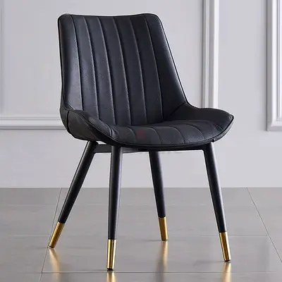 Black Upholstered Dining/Accent Chair with Gold-Tip Legs