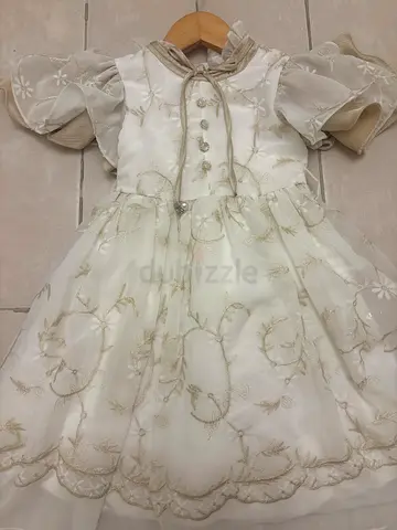 White embroidered baby girl party dress