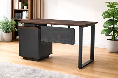 Wenge Wooden Office Workstation Desk with Lockable Drawer  Cable Management for Home  Office