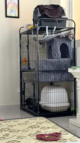Large Multi-Level  Animal Cage with One room and Litter box  single medicated mattress for FREE