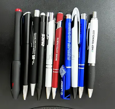 Lot of 11 Branded Promotional Ballpoint Pens - Mixed Styles