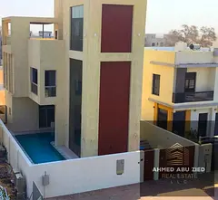 Luxury villa for annual rent in Al Zahia, Ajman, 4 master bedrooms, maid room, private pool, roof, l