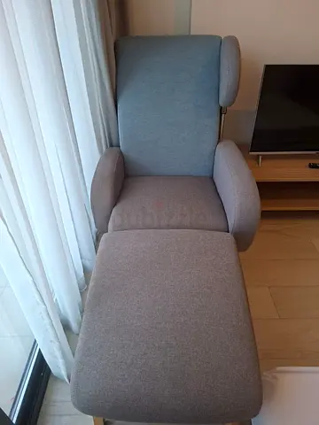 Comfortable Sofa grey reclining lounge chair with ottoman