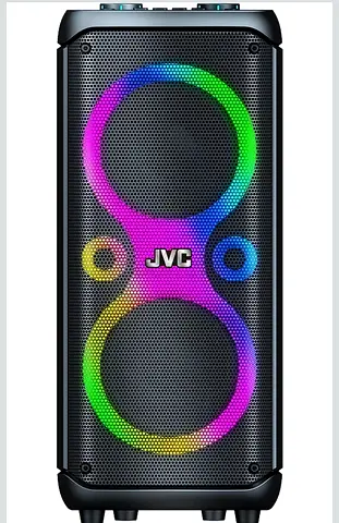 JVC Portable 800W battery-powered PA system with Bluetooth connectivity and wireless Mic