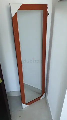 Large Full Length Mirror with Brown Wooden Frame