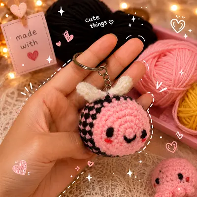 Handmade crocheted crochet bee keychain perfect for gifts for your friends and loved ones
