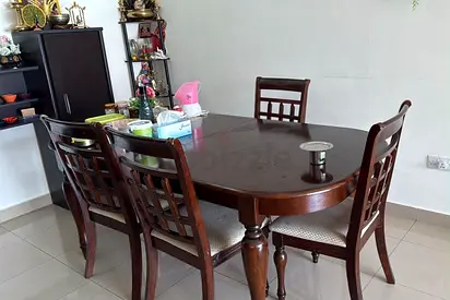 Solid Wood Dining Table with 6 Chairs - Good Condition