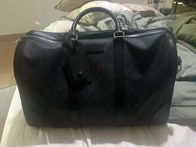 Pre-owned Gucci Black Monogram Holdall/Duffel Bag - Good Condition