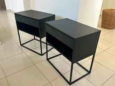 VIKHAMMER
 2 Bedside table, black, 60x39 cm