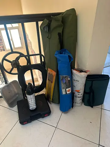 Camping gear bundle — tent, folding chairs, cooler and accessories (used)