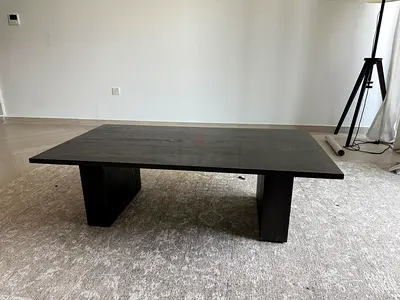 Solid Dark Wood Rectangular Coffee Table - Minimalist Design