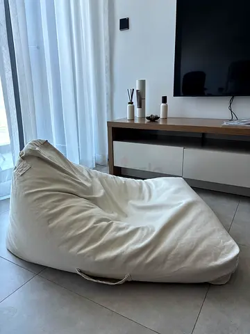 Large Beige Bean Bag Lounger - Comfortable Casual Seating