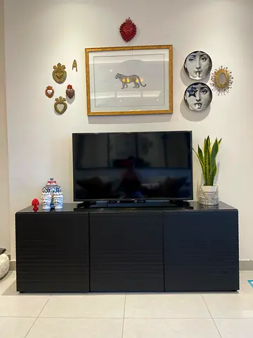 Modern Black Brown TV Cabinet / Entertainment Unit - 3 Doors, Very Good Condition