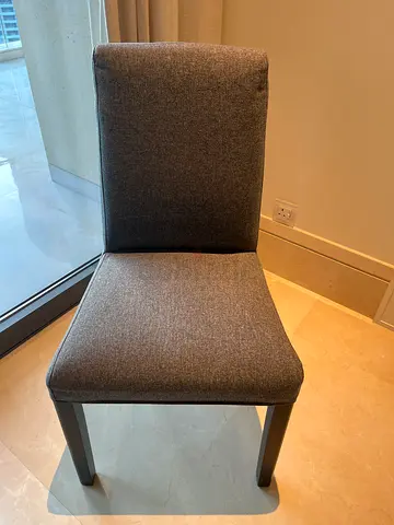 Gray upholstered dining chair with wooden legs - 6 piece