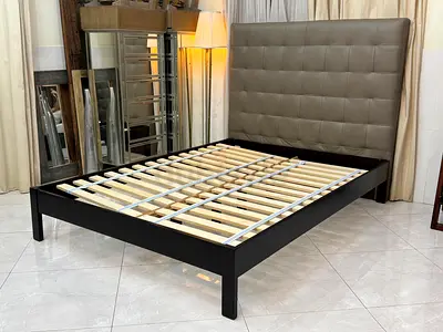 West Elm Low Grid-Tufted Leather Bed