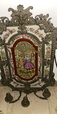 Antique Beautiful porcelain and bronze wall decoration