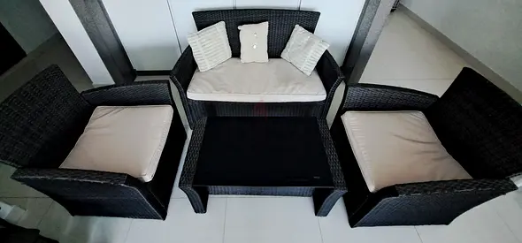 4 Piece Wicker Rattan Garden Furniture Set with Cushions