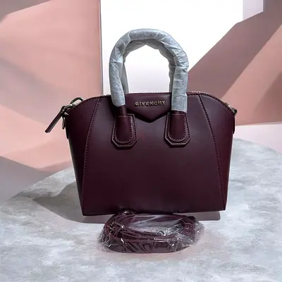 Givenchy Antigona Mini Leather Handbag in Burgundy