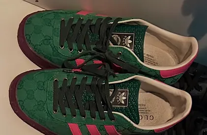 Green Adidas x Gucci style sneakers, size unknown — lightly used