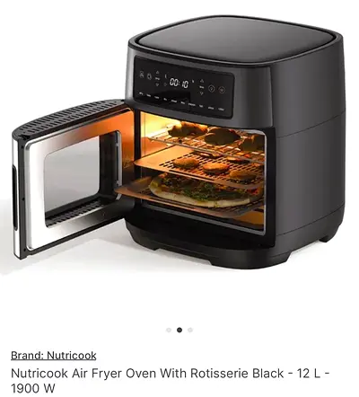Nutricook 12L Air Fryer Oven with Rotisserie - 1900W, Black