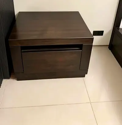 Moving Out Sale Urgent: Kingsize Bed with mattress with protector,One sidetable and dressing table