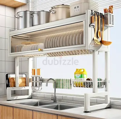 Over-the-sink Stainless Steel Dish Rack with Cabinet. (Installation also possible)