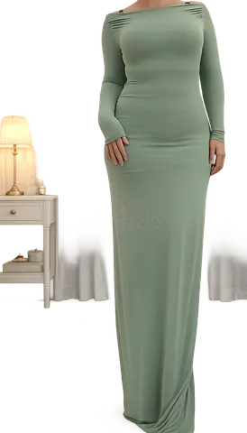 Light Green Long Sleeve Bodycon Maxi Dress - Size Unknown