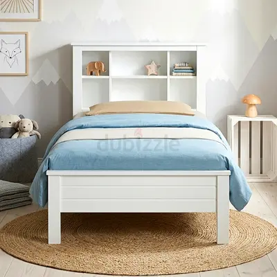 Shelf headboard twin white MDF bed