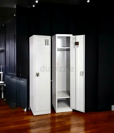 Metal Single-Tier Locker Cabinet - White, Good Condition