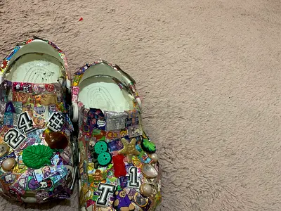 REAL CROCS COVERED IN REAL STICKY ROLL STICKERS!