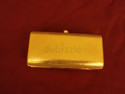 Gold metallic evening clutch/party bag - compact hardcase