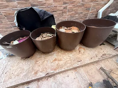 Set of 4 Large Brown Outdoor Plant Pots