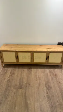 Modern Wooden Cabinet with Rattan Doors