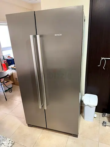 Bosch Side-by-Side Refrigerator — Stainless Steel, Good Working Condition