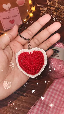 Handmade crochet red heart keychain perfect for valentine day gifts and collectibles
