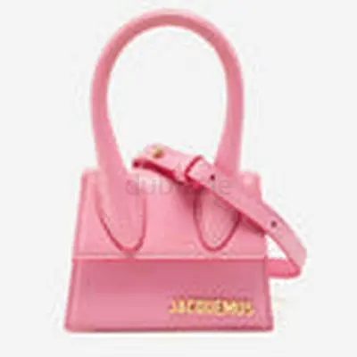 Authentic Jacquemus Pink Leather Mini Le Chiquito Top Handle Bag