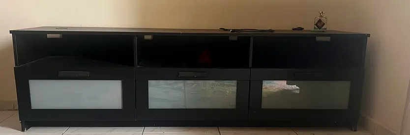Black TV Entertainment Unit with Storage - 3 Drawers