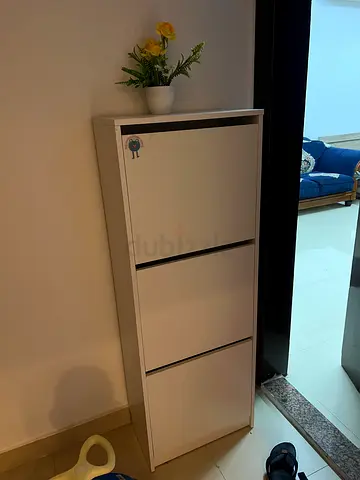 White 3-Drawer Narrow Shoe Cabinet - Good Condition