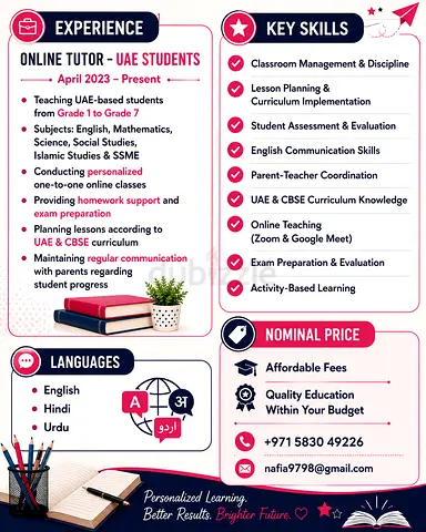 Online tutor For UAE students