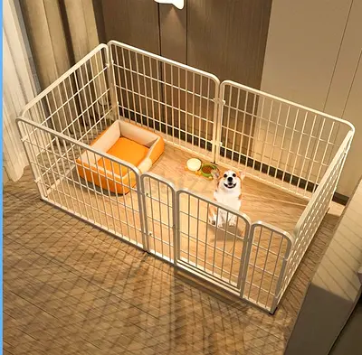 Large Metal Indoor Dog Playpen with Gate — black