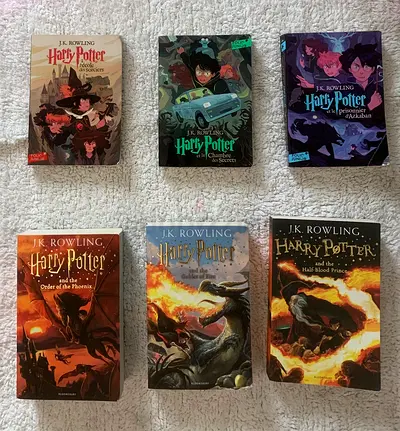 Harry Potter paperback set (first 6 books, 3 English and 3 French )