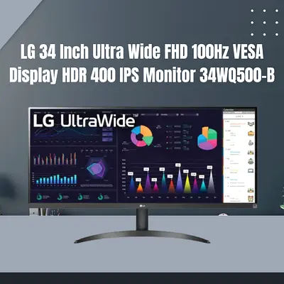 LG 34 Inch Ultra Wide FHD 100Hz VESA Display HDR 400 IPS Monitor 34WQ500-B