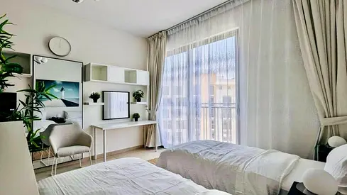 Luxury furnished studio with pool view in gated community