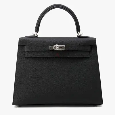 Authentic Hermes Kelly Sellier Black Epsom Size 25