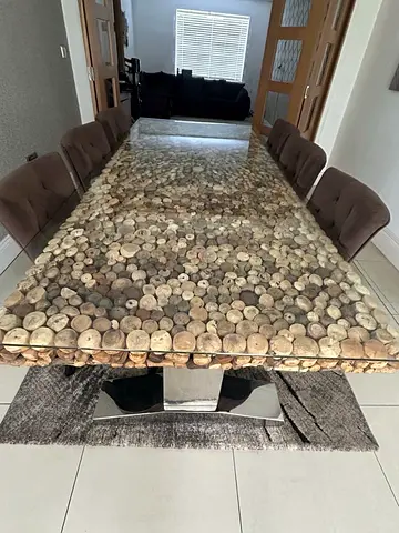 Marina home Premium luxury Wooden table top glass